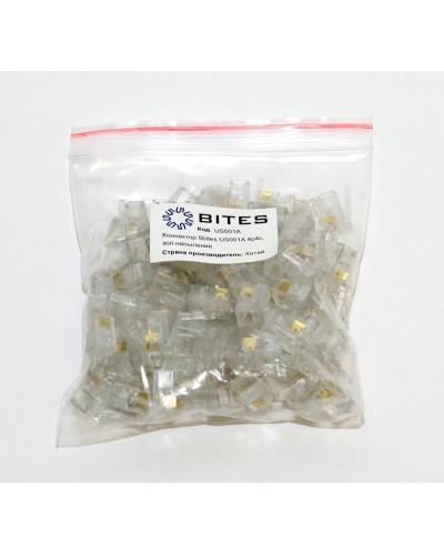 US010A (100шт). Телефонный разъем 4P4C (RJ-11). 5bites в Уфе