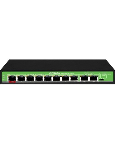 DSP208F-2F-T120 DSP208F-2F-T120 V1 (L2) 10х100Мбит/с 8PoE 8PoE+ 120W. Коммутатор с питанием по PoE. Digma в Уфе