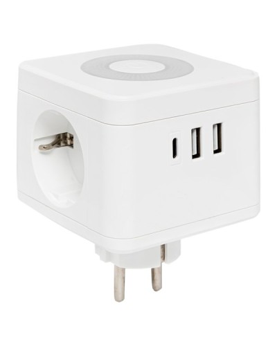 Тройник Куб 2 гнезда 2USB 2,4А+Type C + Ночник. Тройник Куб. EKF в Уфе