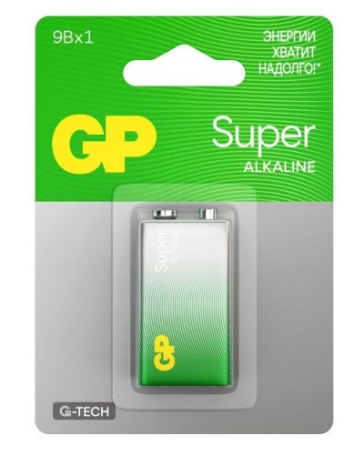 GP Super Alkaline 9V Крона (GP 1604AA21-5CRSBC1), БЛИСТЕР. Алкалиновая батарейка. GP Batteries в Уфе
