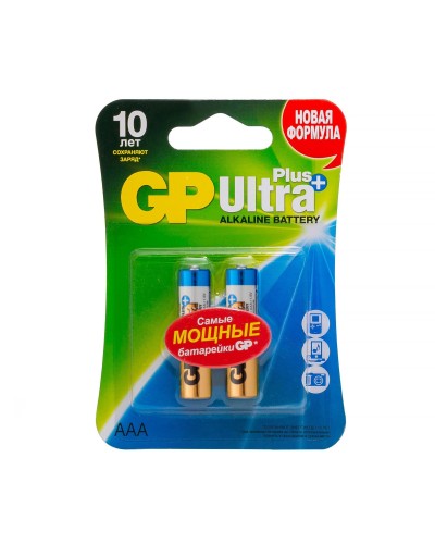 GP Ultra Plus Alkaline 24A AAA (GP 24AUP-2CR2), упак. 2 шт. БЛИСТЕР. Алкалиновые батарейки. GP Batteries в Уфе