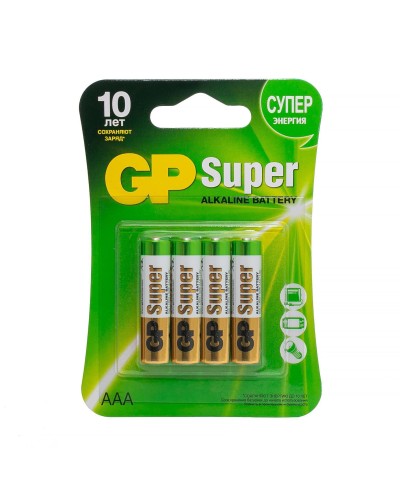GP Super Alkaline 24A AAA (GP 24A-2CR4), упак. 4 шт. БЛИСТЕР. Алкалиновые батарейки. GP Batteries в Уфе