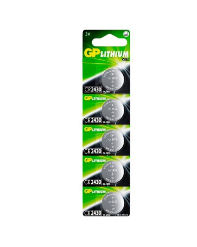 GP Lithium CR2430 (GP CR2430-2C5 100/1000), упак. 5 шт. БЛИСТЕР. Литиевые дисковые батарейки. GP Batteries в Уфе
