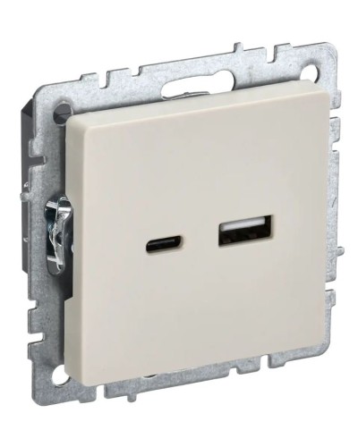 Розетка USB A+C 18Вт РЮ11-1-БрКр бежевый BRITE (BR-U22-018-K10). Розетка USB. IEK в Уфе