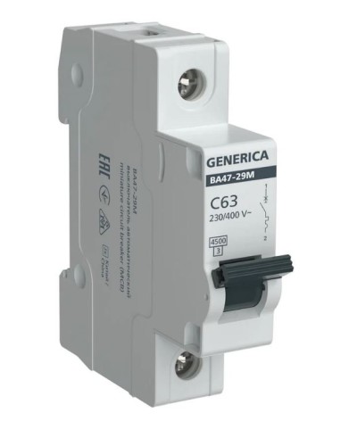 GENERICA ВА47-29М 1P C 63А 4,5кА (MVA21-1-063-C-G). Автоматический выключатель. IEK в Уфе