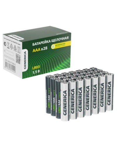 Батарейка Alkaline LR03/AAA GENERICA (28 шт) (ABT-LR03-ST-B28-G). Батарейка щелочная. IEK в Уфе