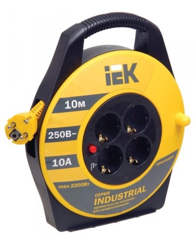 УК10 4 места, 10м (WKP15-16-04-10). Удлинитель на катушке Industrial. IEK в Уфе