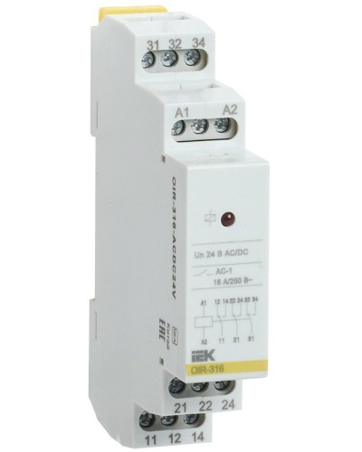 Реле промежуточное модульное OIR 3 контакта 16А 24В AC/DC (OIR-316-ACDC24V). Реле промежуточное модульное. IEK в Уфе