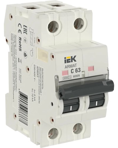 M06N 2P C 63А 6кА ARMAT (AR-M06N-2-C063). Автоматический выключатель. IEK в Уфе
