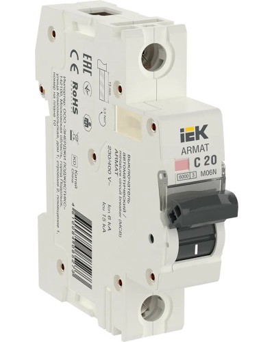 M06N 1P C 20А 6кА ARMAT (AR-M06N-1-C020). Автоматический выключатель. IEK в Уфе