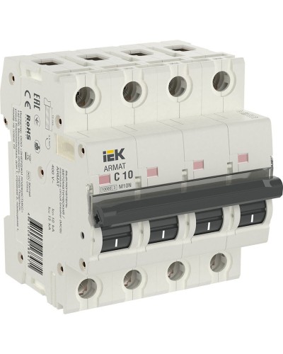 M10N 4P C 10А 10кА ARMAT (AR-M10N-4-C010). Автоматический выключатель. IEK в Уфе