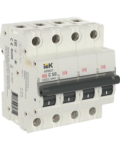 M06N 4P C 50А 6кА ARMAT (AR-M06N-4-C050). Автоматический выключатель. IEK в Уфе