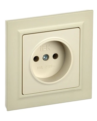Розетка без з/к в сборе РСР10-1-0-БрКр бежевый BRITE (BR-R10-10-K10-F). Розетка без заземления без защитных шторок. IEK в Уфе