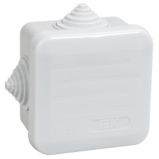 Коробка распаячная КМ41236 70х70х40 открытой проводки IP44 4 гермоввода серая (UKOZ11-070-070-040-K41-44). Коробка распаячная безгалогенная (HF) с защелкивающейся крышкой. IEK