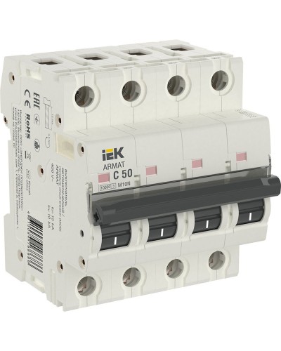 M10N 4P C 50А 10кА ARMAT (AR-M10N-4-C050). Автоматический выключатель. IEK в Уфе