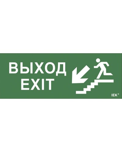 Самоклеящаяся этикетка Выход/лестница вниз/фигура для ССА (LPC10-1-35-13-VLVNF). Самоклеящаяся этикетка 240х90 мм. IEK в Уфе