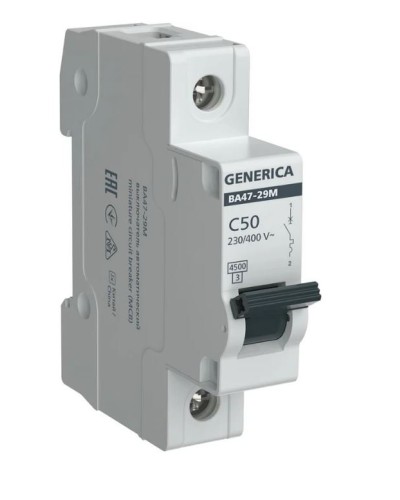 GENERICA ВА47-29М 1P C 50А 4,5кА (MVA21-1-050-C-G). Автоматический выключатель. IEK в Уфе