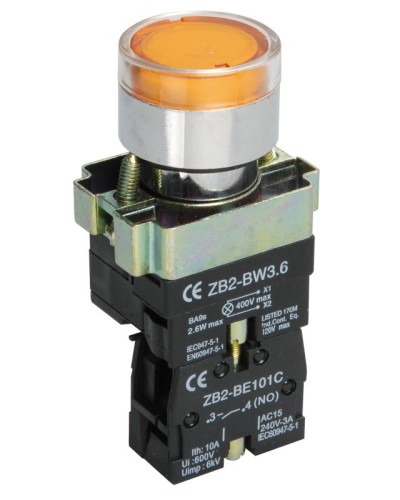 Кнопка LAY5-BW3561 с подсветкой желтый 1з (BBT50-BW-K05). Кнопка с подсветкой. IEK в Уфе