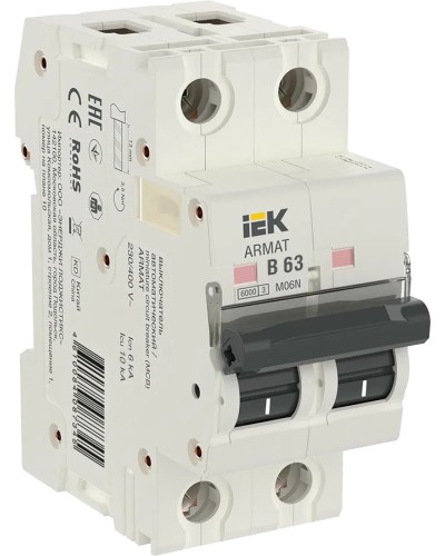 M06N 2P B 63А 6кА ARMAT (AR-M06N-2-B063). Автоматический выключатель. IEK в Уфе