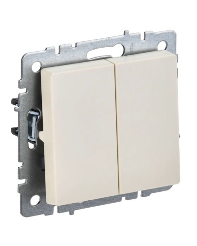 Выключатель 2-клавишный проходной ВС10-2-6-БрКр бежевый BRITE (BR-V22-0-10-K10). Выключатель. IEK в Уфе