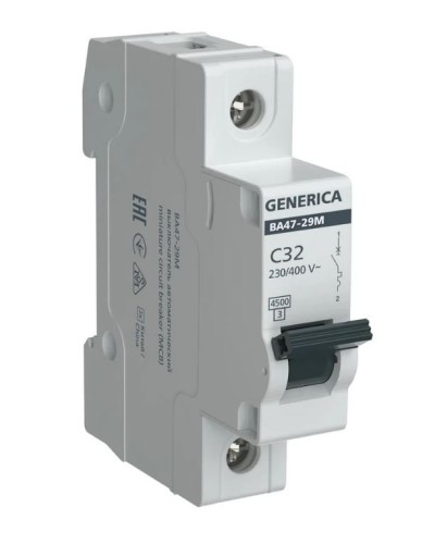 GENERICA ВА47-29М 1P C 32А 4,5кА (MVA21-1-032-C-G). Автоматический выключатель. IEK в Уфе
