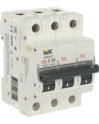M06N 3P C 20А 6кА ARMAT (AR-M06N-3-C020). Автоматический выключатель. IEK в Уфе