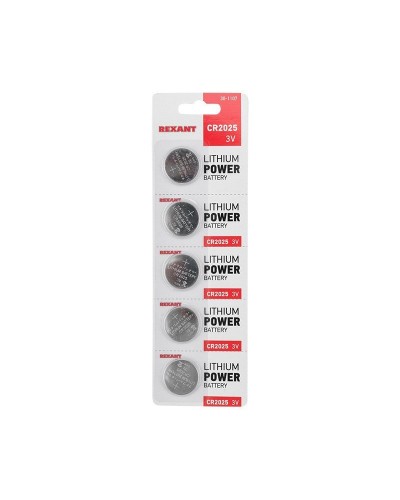 Литиевые батарейки CR2025 3 V 160 mAh (30-1107). Элемент питания. Rexant в Уфе
