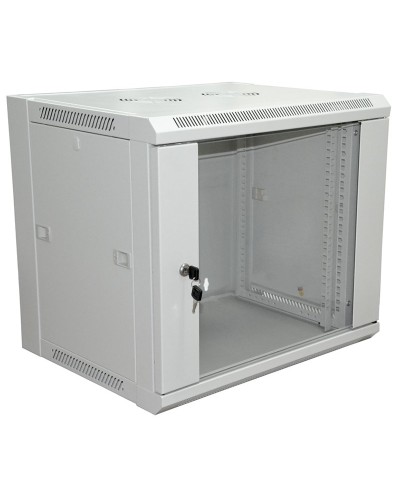 Шкаф телекоммуникационный 19 настенный 9U 600×600×500 мм (ШxГxВ) - передняя дверь стекло, боковые стенки съемные (разобранный) RAL 7035 (04-2221). Шкаф телекоммуникационный 19 настенный 9U. Rexant в Уфе