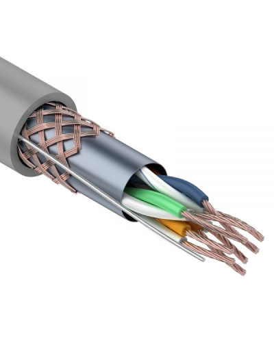 SF/UTP, CAT 5e, PVC, 4PR, 24AWG, INDOOR, STRANDED, серый, 305м, REXANT (01-0343). Кабель «витая пара» (LAN) для структурированных систем связи. Rexant в Уфе