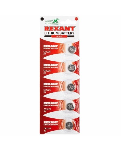 Литиевые батарейки CR1225 3 V 48 mAh (30-1103). Элемент питания. Rexant в Уфе