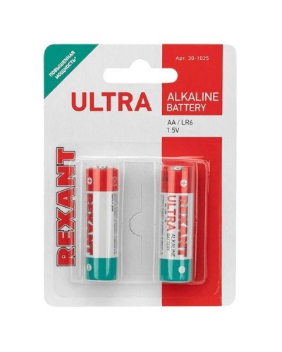 Ультра алкалиновая батарейка AA/LR6 1,5 V 2 шт. блистер REXANT (30-1025). Элемент питания. Rexant в Уфе