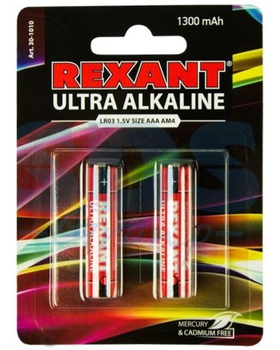 Ультра алкалиновая батарейка AAA/LR03 1,5 V 2 шт. блистер REXANT (30-1010). Элемент питания. Rexant в Уфе
