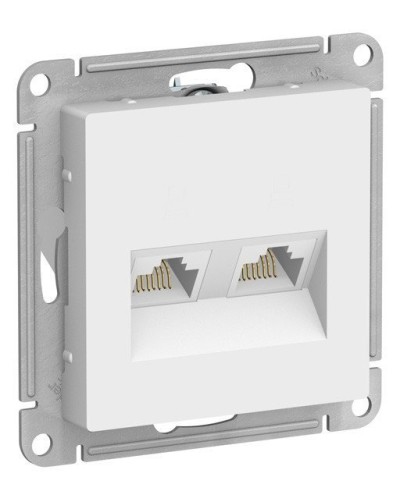 AtlasDesign розетка RJ45+RJ45, 2-местная, скрытой установки, механизм, белый (ATN000185). Розетка компьютерная. Systeme Electric в Уфе