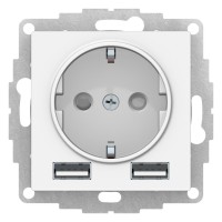 AtlasDesign розетка 1-местная с 2 USB A+A, скрытой установки, механизм, белый (ATN000130). Розетка с USB. Systeme Electric