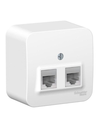 BLANCA розетка RJ11+RJ45, 2-местная, кат. 5Е, открытой установки, белый (BLNIA045111). Розетка компьютерная + телефонная с изолированной пластиной. Systeme Electric в Уфе