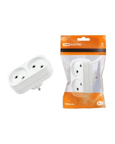 Блок на 2 гнезда 2П б/з плоский 6А 250B TDM (SQ1806-0025). Розетка. TDM ЕLECTRIC в Уфе