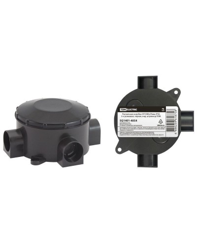Распаячная коробка ОП D80х35мм, IP42, 3-х рожковая, черная TDM (SQ1401-4054). Распаячная коробка ОП. TDM ЕLECTRIC в Уфе