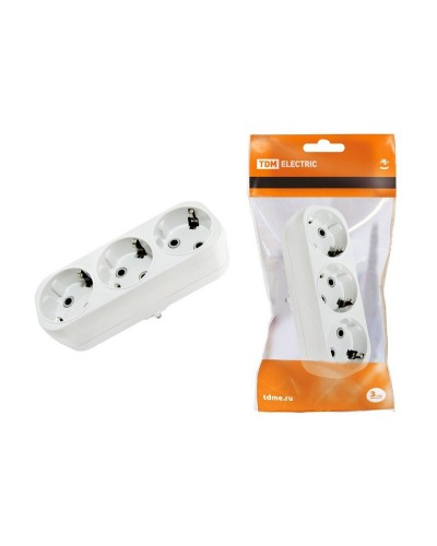 Блок на 3 гнезда 2П+З плоский 16А 250B TDM (SQ1806-0033). Розетка. TDM ЕLECTRIC в Уфе
