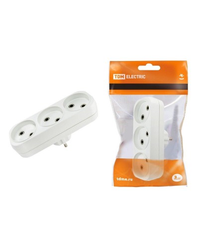 Блок на 3 гнезда 2П б/з плоский 6А 250B TDM (SQ1806-0027). Розетка. TDM ЕLECTRIC в Уфе