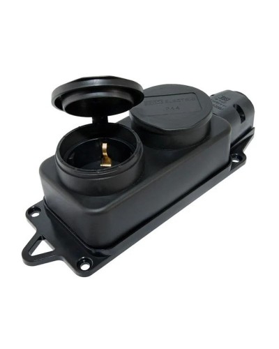 Розетка двухместная 2Р+РЕ 16А 250В IP44 (SQ0612-0037). Розетка двухместная с заглушками каучук. TDM ЕLECTRIC в Уфе