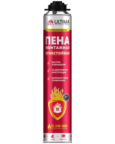 Пена огнестойкая ULTIMA PRO, 750 мл. Пена монтажная профессиональная. ULTIMA в Уфе