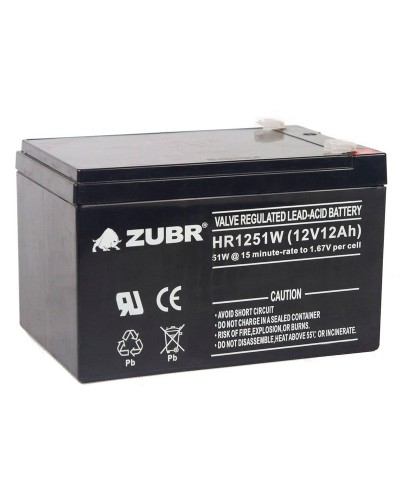 ZUBR HR 1251W (12V, 12Ah). Аккумулятор герметичный свинцово-кислотный. ZUBR в Уфе