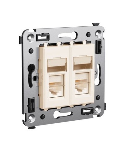 Розетка RJ-45 Avanti в стену двойная экранированная ванильная дымка (4405364). Розетка. ДКС в Уфе