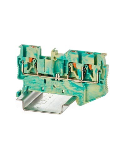 Клемма заземления, 3 точки подключения, 2.5 кв.мм (VPR-2.5-TWIN-PE-YG). Клемма заземления, зажим push-in. ДКС в Уфе