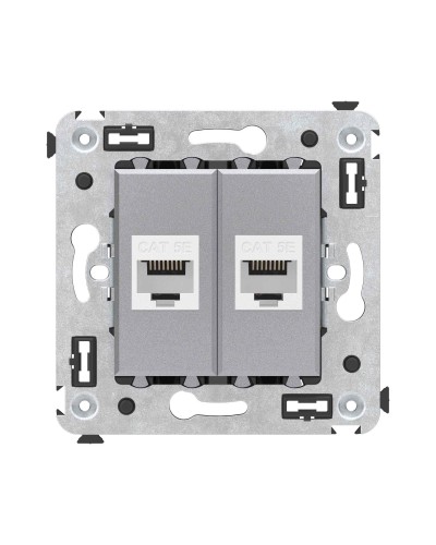Розетка RJ-45 в стену, кат.5E, Avanti, двойная, закаленная сталь (4404664). Розетка компьютерная. ДКС в Уфе