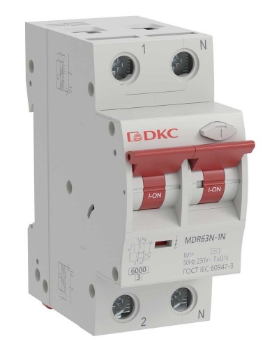 YON max MDR, 1P+N, 30mA, 16A, 6kA, А (MDR63N-1N2C16-A). Автоматический выключатель дифференциального тока. ДКС в Уфе