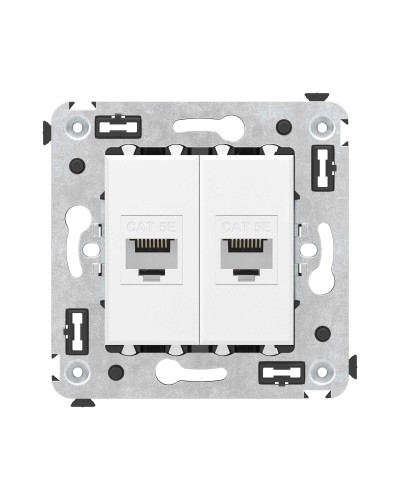 Розетка RJ-45 в стену, кат.5E, Avanti, двойная, белое облако (4400664). Розетка компьютерная. ДКС в Уфе