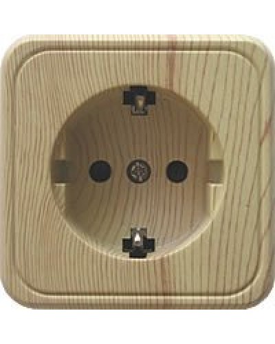 Розетка одинарная открытой установки с з/к, сосна, LK Standard (813225). Розетка с заземляющими контактами и защитными шторками. Экопласт в Уфе