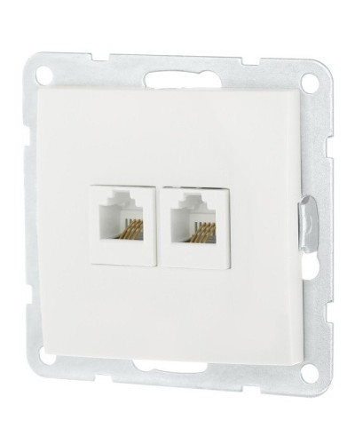 Розетка телефонная двойная 2xRJ-12 с накладкой, белый LK60 (865604-1). Розетка телефонная. Экопласт в Уфе