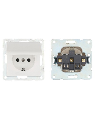 Розетка с з/к, шторками и крышкой, белый LK80 (843404-1). Розетка. Экопласт в Уфе